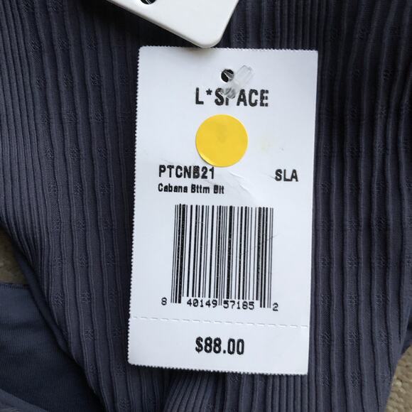 LSpace By Monica Wise Bitsy Cut Pointelle Rib Cabana Bottom Slate Purple NWT - Picture 6 of 10
